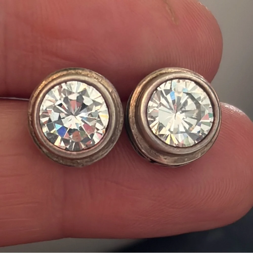 Silpada Sterling Silver and Clear Crystal Stud Earrings - Picture 2 of 4